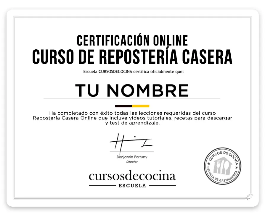 Certificado oficial de Repostería Casera Online