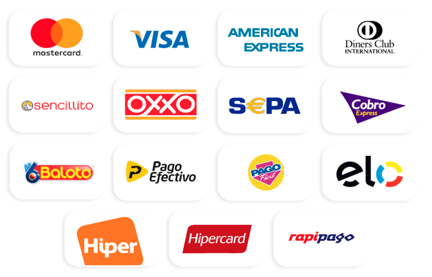 Tarjetas de crédito y formas de pago admitidas
